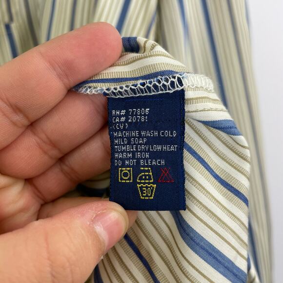 Tommy Hilfiger stripped collarless button up Long Sleeve men's shirt size XL - Picture 8 of 12